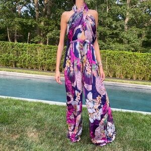 Silk Floral Halter Jumpsuit MATTHEW WILLIAMSON